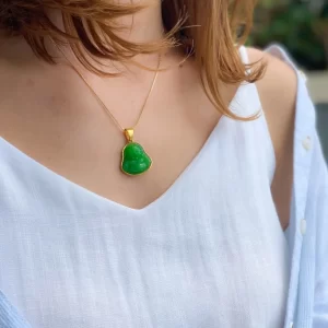 Jade Buddha Necklace Laughing Buddha Charm
